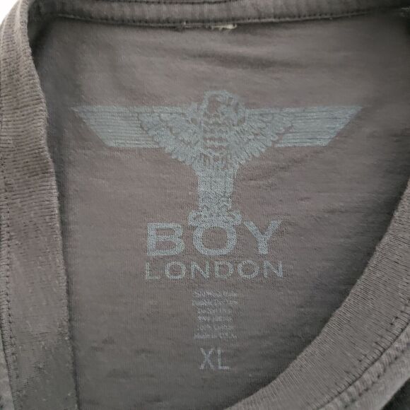 BOY LONDON Mens SIZE L /XL? Gray Short Sleeve LOGO Graphic Shirt FITS LIKE A L - Picture 3 of 7
